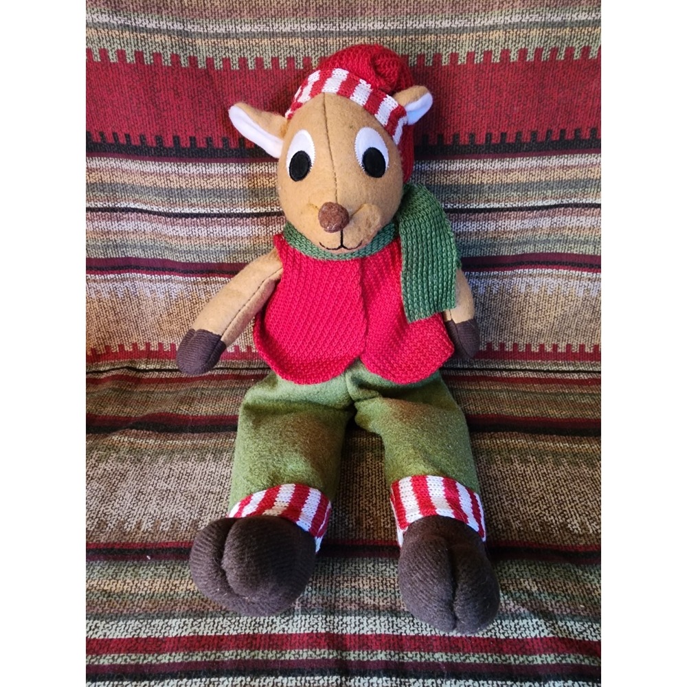 Rusty The Reindeer Stuffed Shelf Sitter Christmas Decor Used